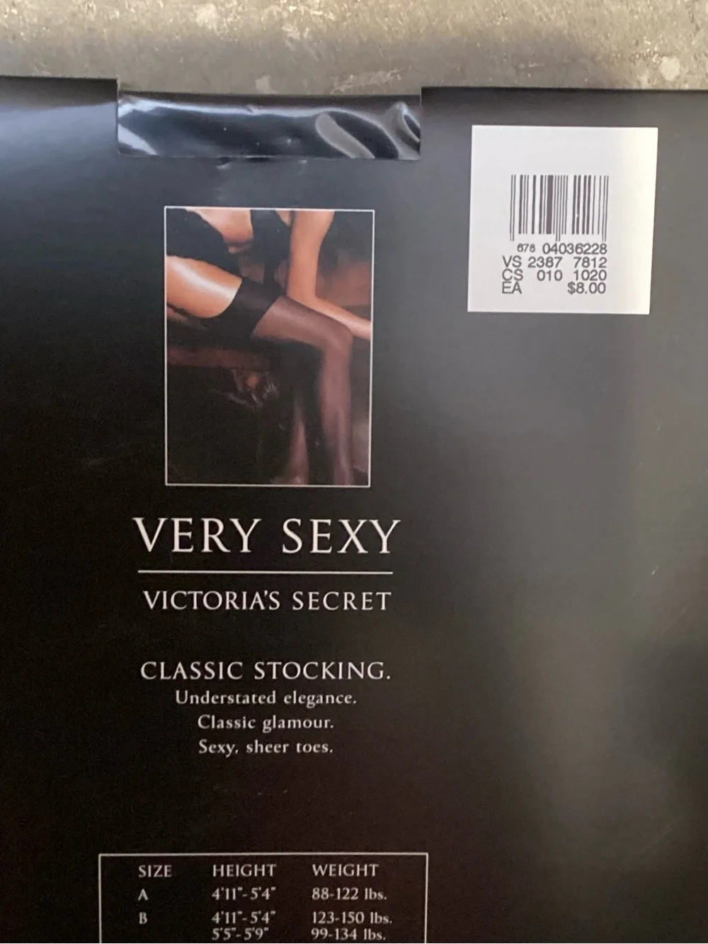 Vintage‎ Y2K Victoria’s Secret Very Sexy Black Thigh High Stockings Size B NOS